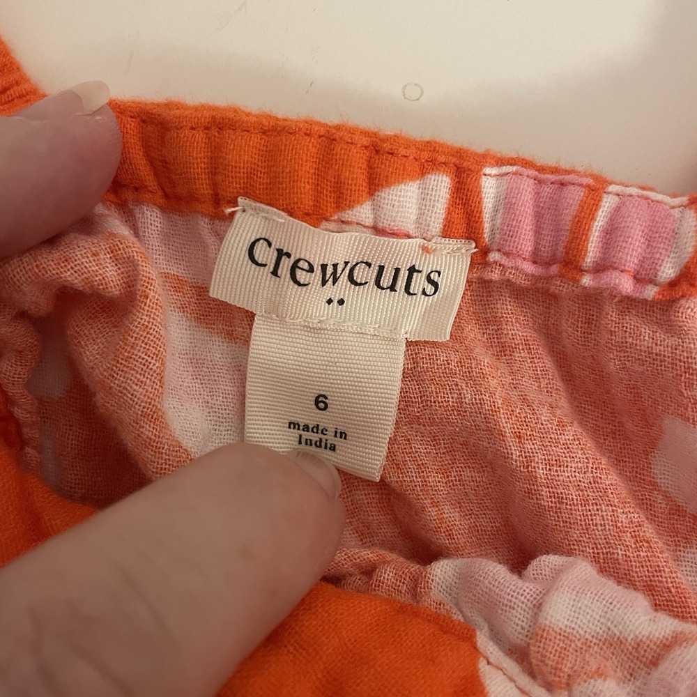 J Crew Crewcuts Girls Flower Gauze Tiered Orange Dress Size 6 - Picture 5 of 6